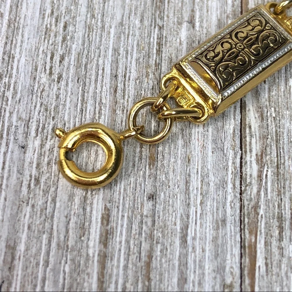 Arabesque Damascene Spanish Charm Link Bracelet
